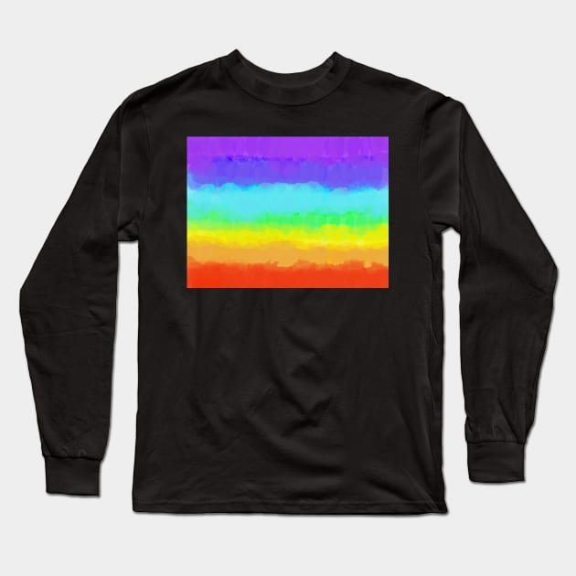 Bright Rainbow Tie Dye Watercolor Gradient Stripe Long Sleeve T-Shirt by faiiryliite